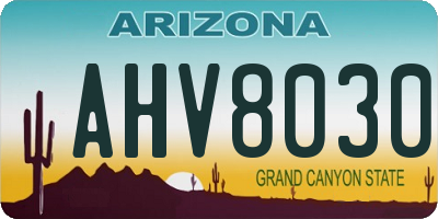 AZ license plate AHV8030