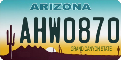 AZ license plate AHW0870