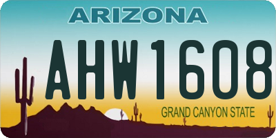 AZ license plate AHW1608