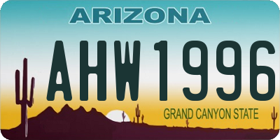AZ license plate AHW1996