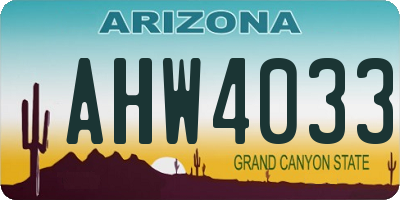 AZ license plate AHW4033
