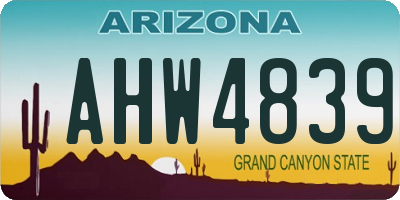 AZ license plate AHW4839