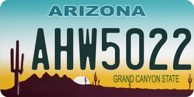 AZ license plate AHW5022