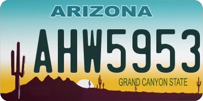 AZ license plate AHW5953