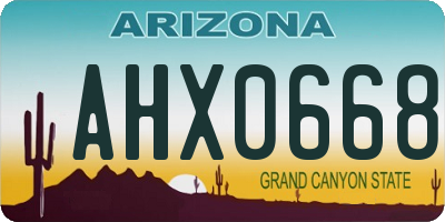 AZ license plate AHX0668
