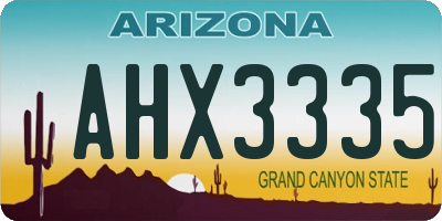AZ license plate AHX3335