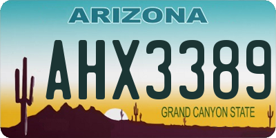 AZ license plate AHX3389