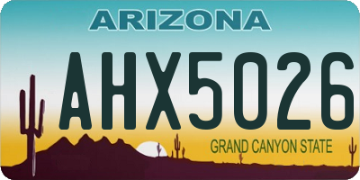 AZ license plate AHX5026