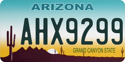 AZ license plate AHX9299