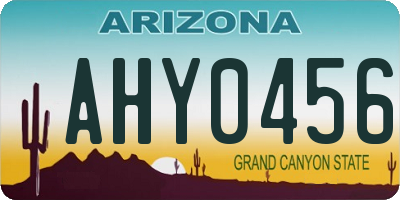 AZ license plate AHY0456