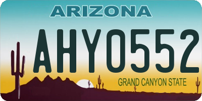 AZ license plate AHY0552