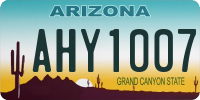AZ license plate AHY1007