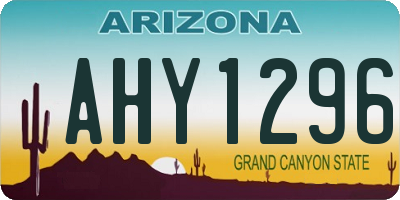 AZ license plate AHY1296