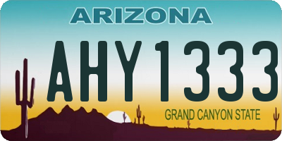 AZ license plate AHY1333