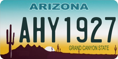 AZ license plate AHY1927