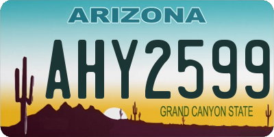 AZ license plate AHY2599