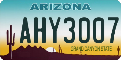 AZ license plate AHY3007