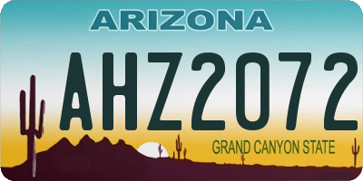 AZ license plate AHZ2072