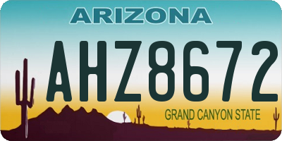 AZ license plate AHZ8672