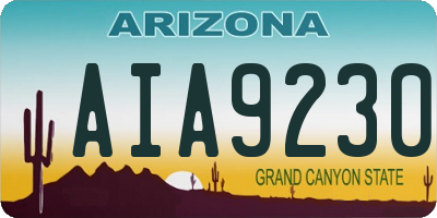 AZ license plate AIA9230