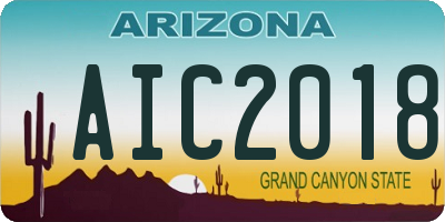 AZ license plate AIC2018