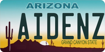 AZ license plate AIDENZ