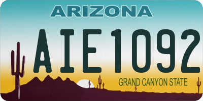 AZ license plate AIE1092