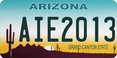 AZ license plate AIE2013