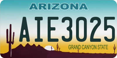 AZ license plate AIE3025