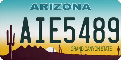 AZ license plate AIE5489