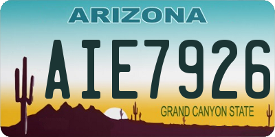AZ license plate AIE7926