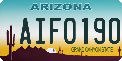 AZ license plate AIF0190