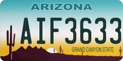 AZ license plate AIF3633