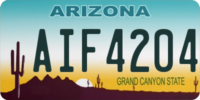 AZ license plate AIF4204