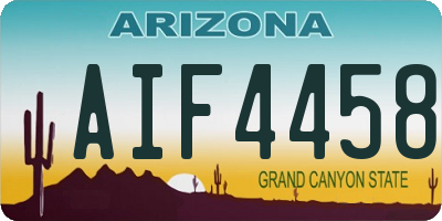 AZ license plate AIF4458