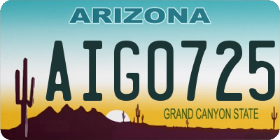 AZ license plate AIG0725