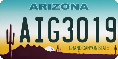 AZ license plate AIG3019
