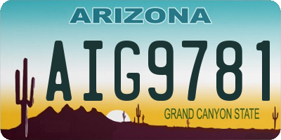 AZ license plate AIG9781