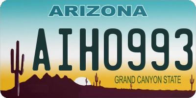 AZ license plate AIH0993
