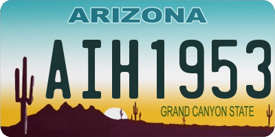 AZ license plate AIH1953