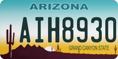 AZ license plate AIH8930
