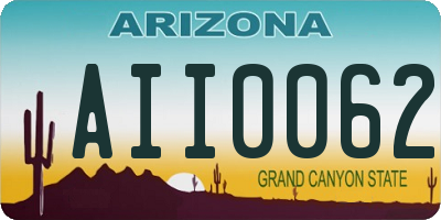 AZ license plate AII0062