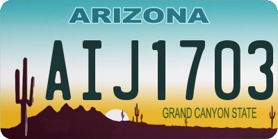 AZ license plate AIJ1703