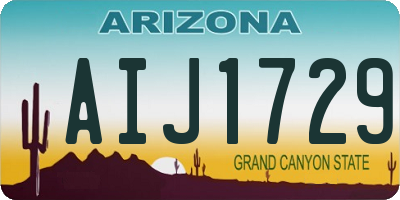 AZ license plate AIJ1729