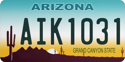 AZ license plate AIK1031