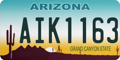 AZ license plate AIK1163