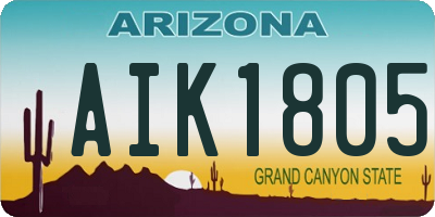 AZ license plate AIK1805
