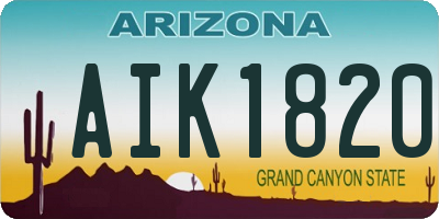 AZ license plate AIK1820