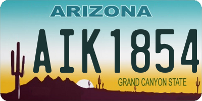 AZ license plate AIK1854