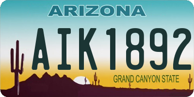 AZ license plate AIK1892